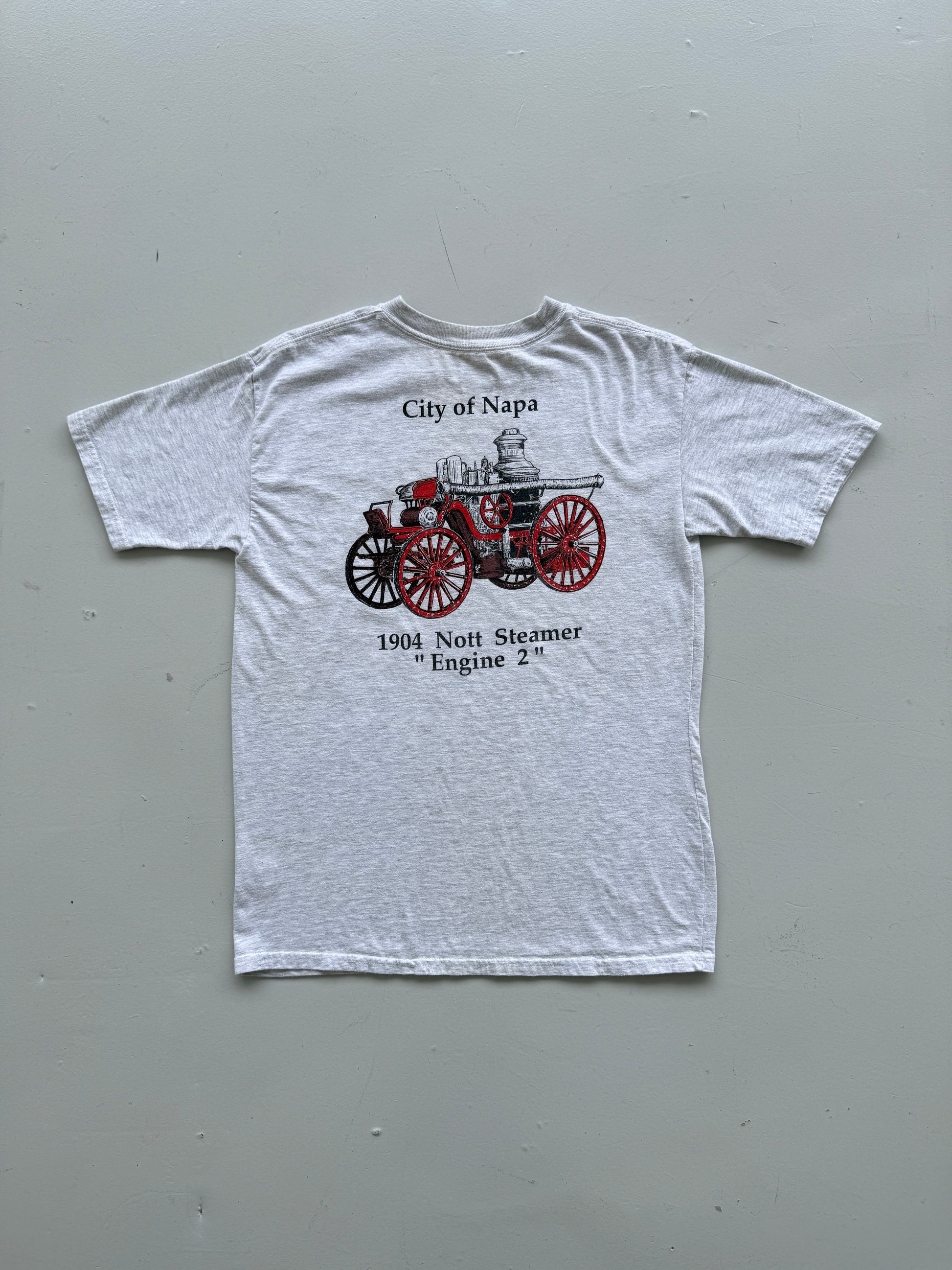 Grey Firefighters Museum 90's Vintage Graphic Tourist T-Shirt - Small