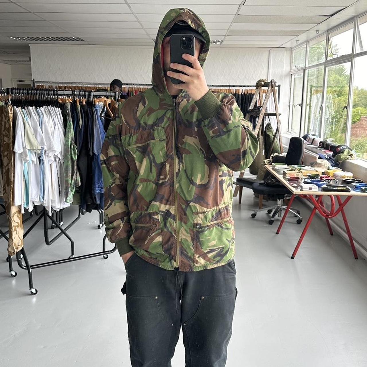 Camo Cotton 1980s Military Hooded Jacket - XL