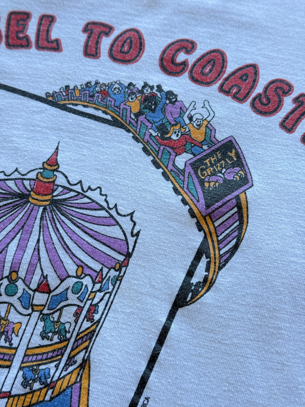 White Paramount's Great America Carousel to Coaster 1993 10K Race Vintage Graphi
