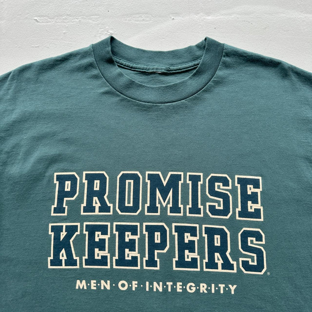 Teal Blue Promise Keepers Slogan 90s Vintage T-shirt - Medium