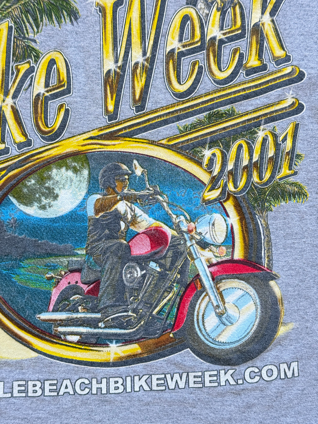 Grey Bike Week 00's Vintage Myrtle Beach Tourist T-Shirt - Large