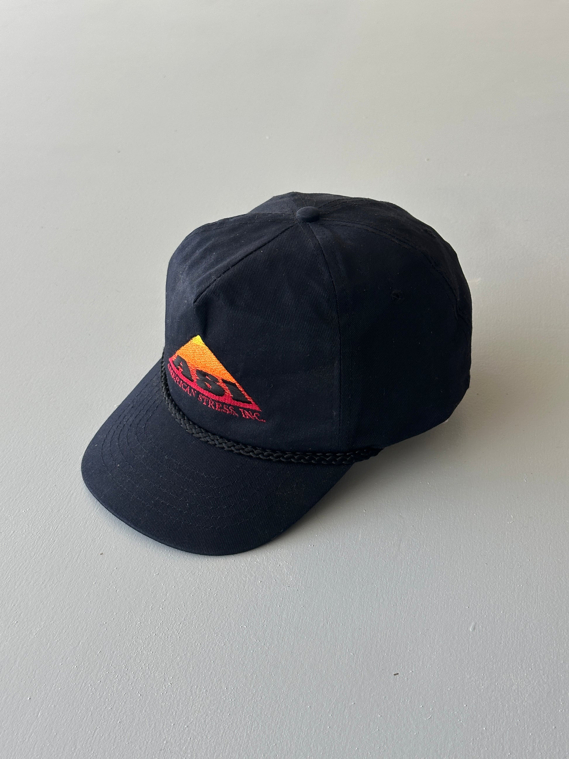 Black ASI American Stress Inc. Vintage SnapBack Trucker Cap
