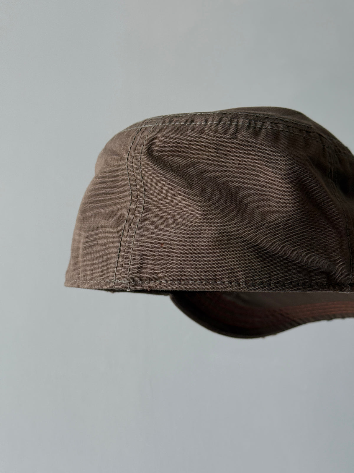 Brown Floral Embroidered Y2K Cadet Cap Military Style 00's Grunge Aesthetic