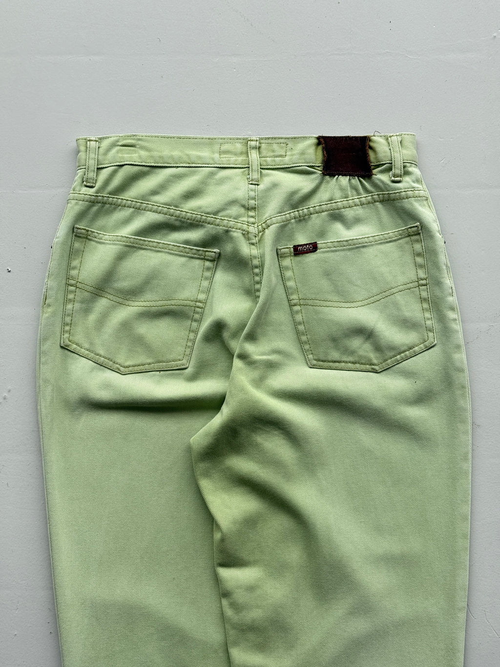Pale Green Moto Y2K Vintage Jeans - UK 14