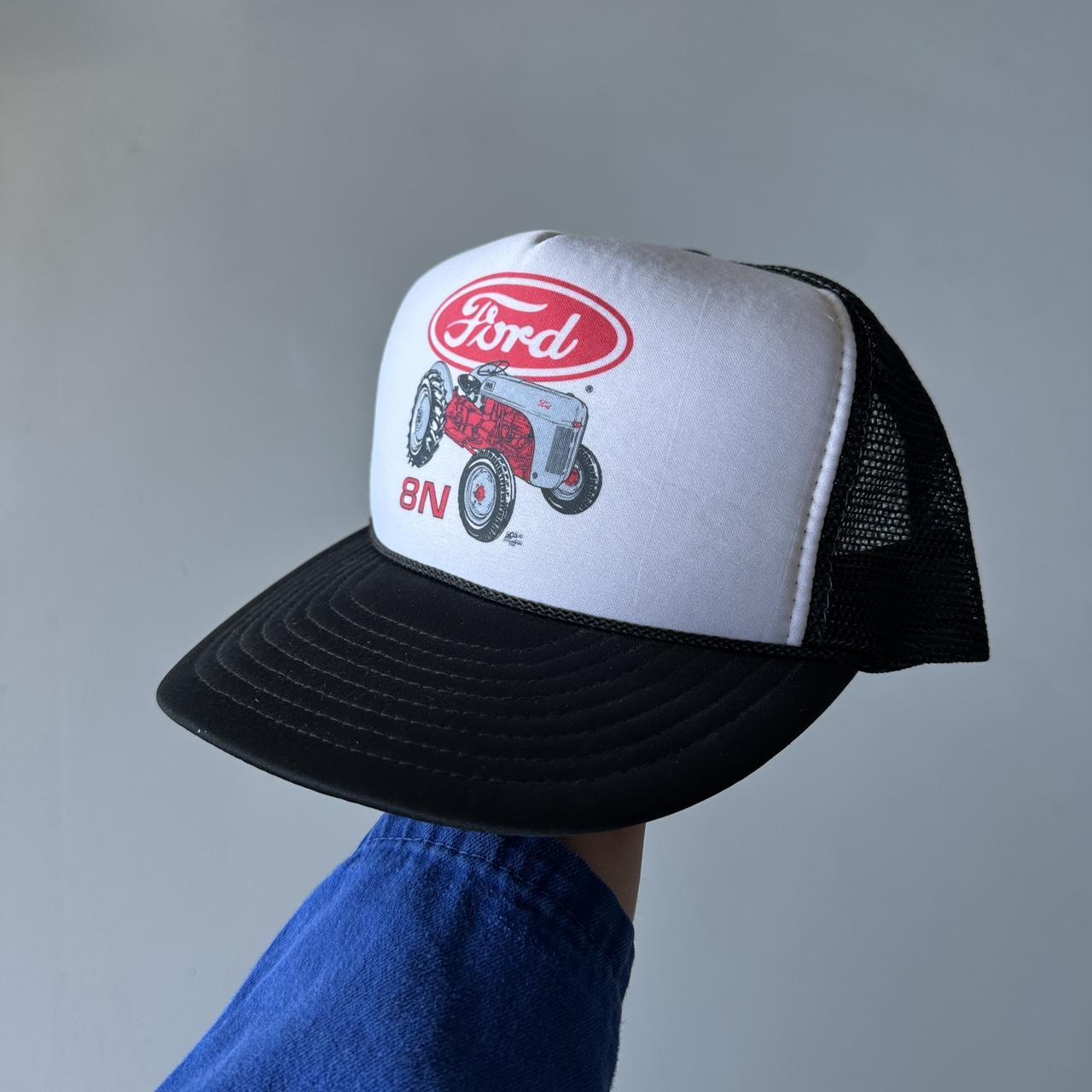 Black White Ford Tractor Vintage Foam & Mesh SnapBack Trucker Cap