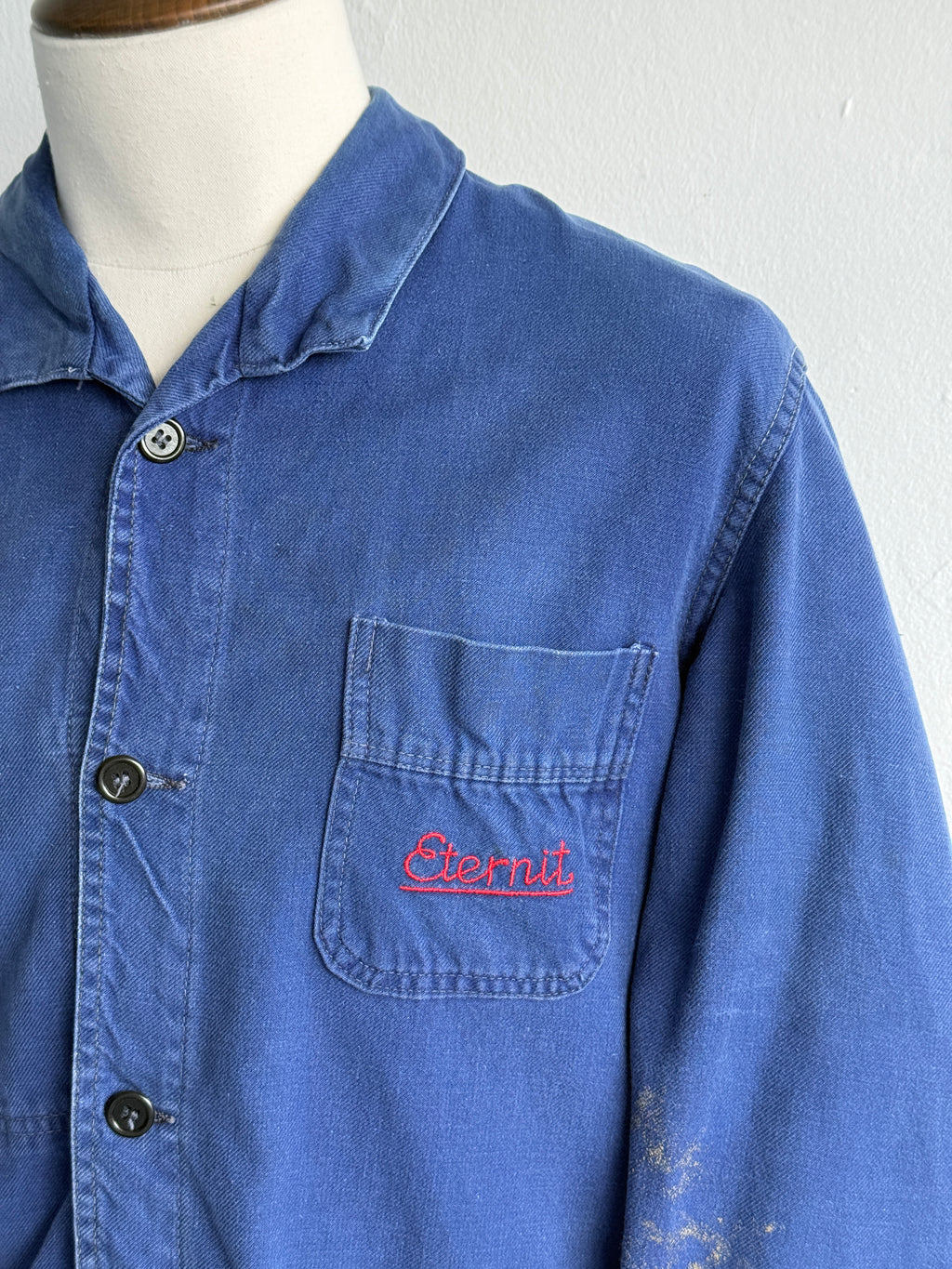 Blue French Eternit 1950s/60s Vintage Workwear Chore Jacket CH492 - Small