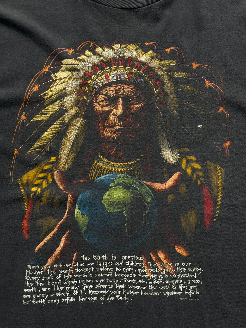 Black Native American 90's Vintage Graphic Tourist T-Shirt - Large