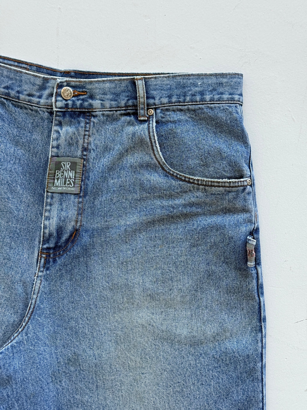 Blue Sir Benni Miles 90's Vintage Baggy Hip Hop Denim Shorts - W40 x L12.5