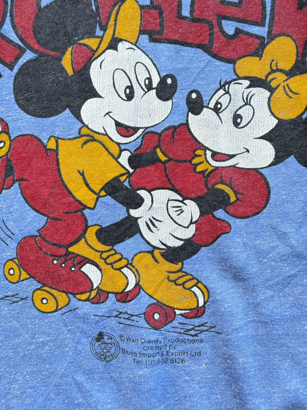 Blue Mickey and Minnie 90's Vintage Disney Graphic Sweatshirt - Small