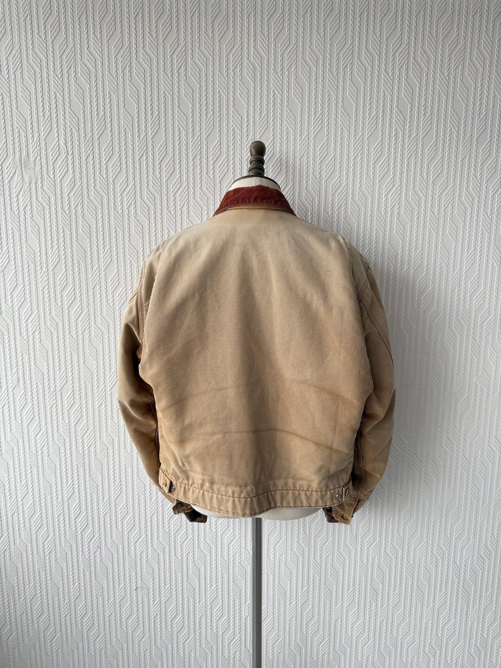 Faded Cream Carhartt 90's Vintage Thrashed  Detroit Jacket - Large
