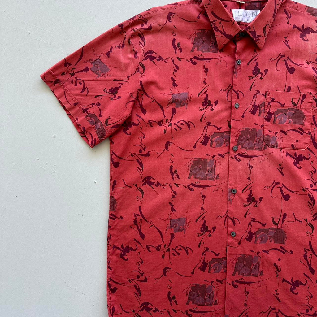 Red Light Weight Cotton Summer 80s Vintage Shirt - XL