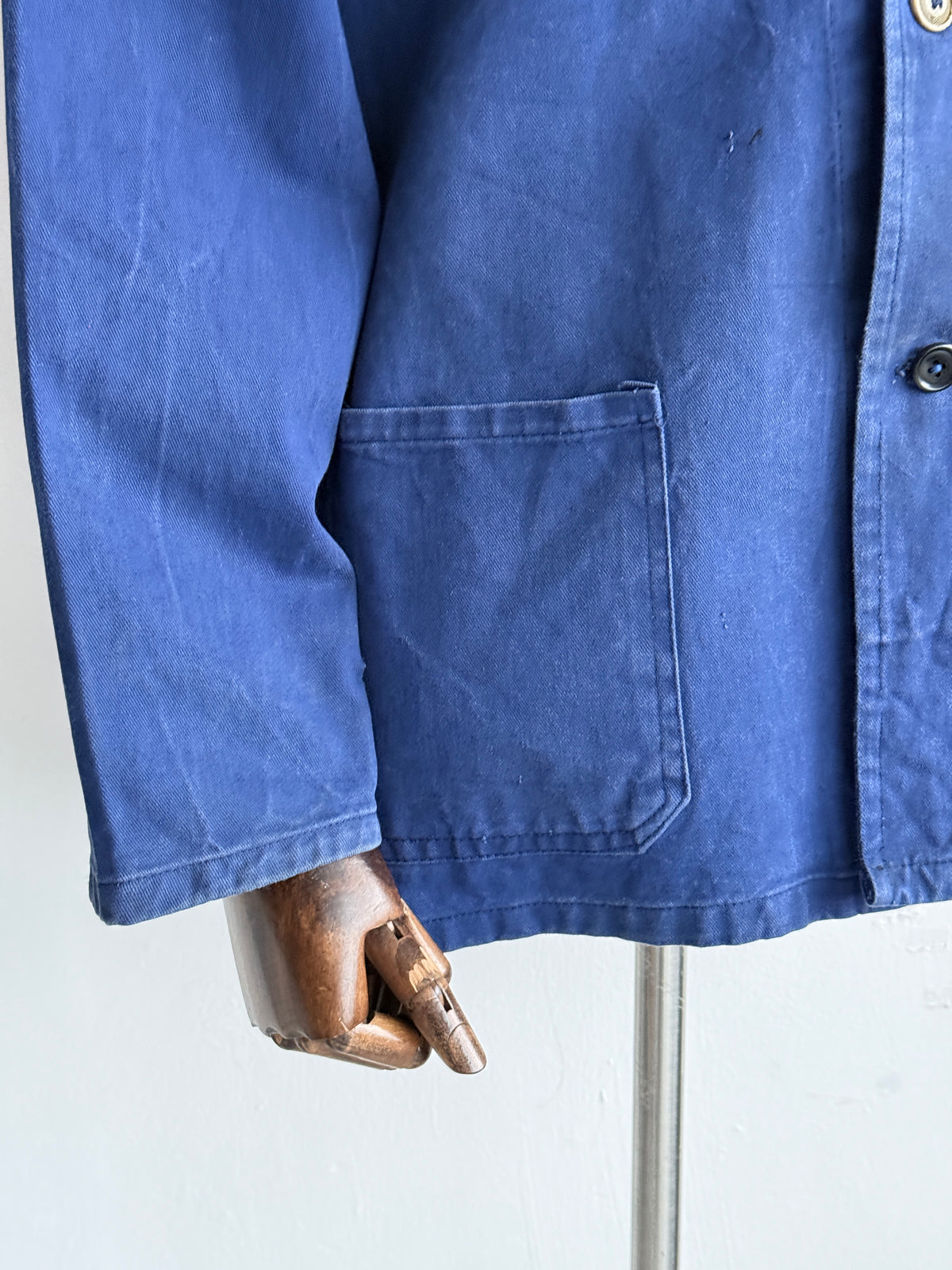 Faded Blue French Vintage 1960's Workwear Chore Jacket CH517 - Medium