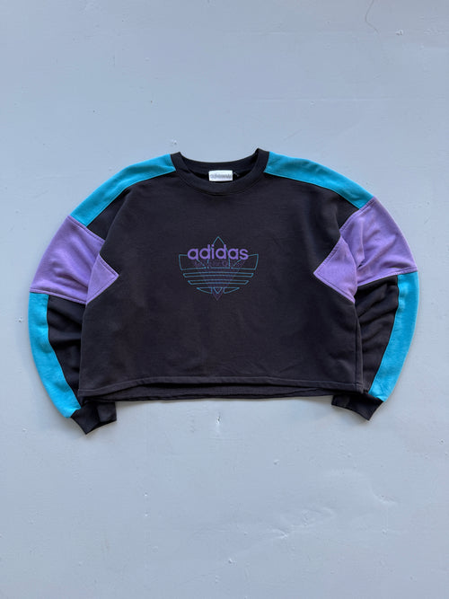Adidas Colour Block Trefoil 90's Vintage Cropped Sweatshirt - 10/12