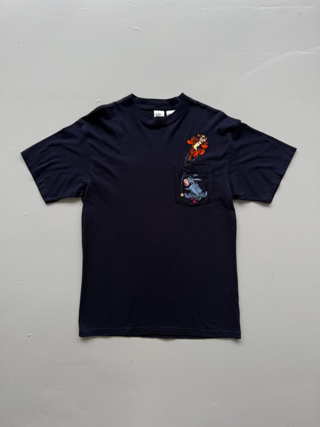 The Disney Store Eeyore & Tigger Embroidered 90's Vintage Pocket T-Shirt - Large