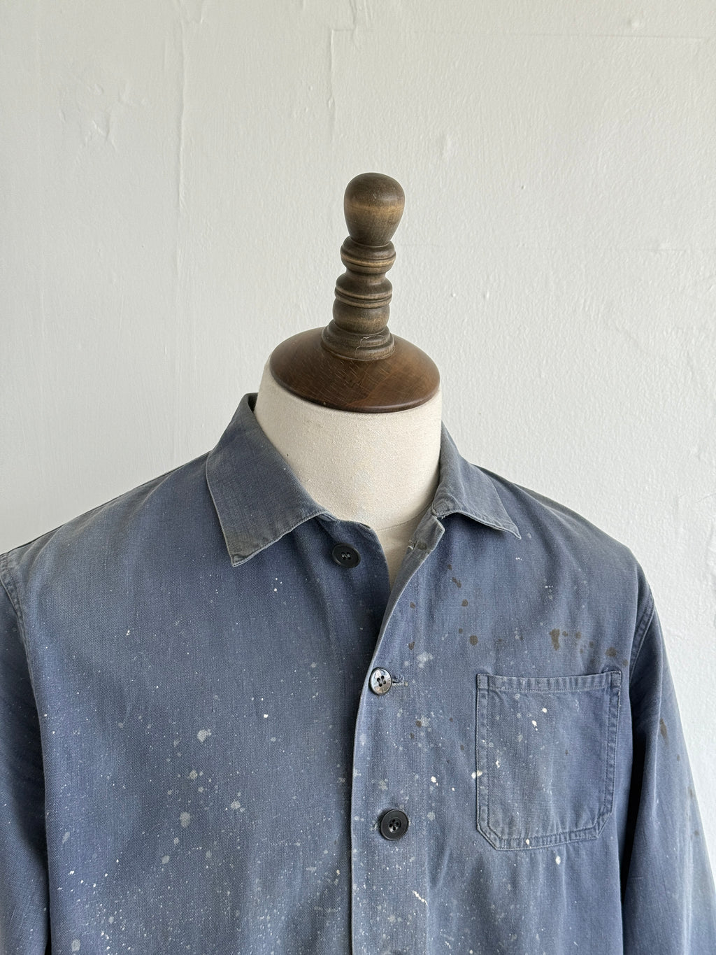 Thrashed Blue French Vintage Workwear Chore Jacket CH359 - Small