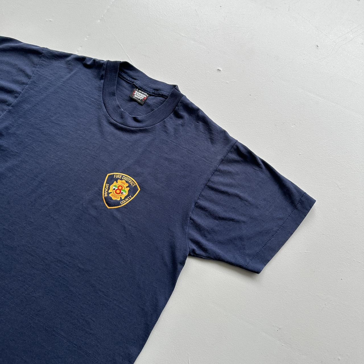 Fire District Navy 90s Vintage T-shirt - Medium