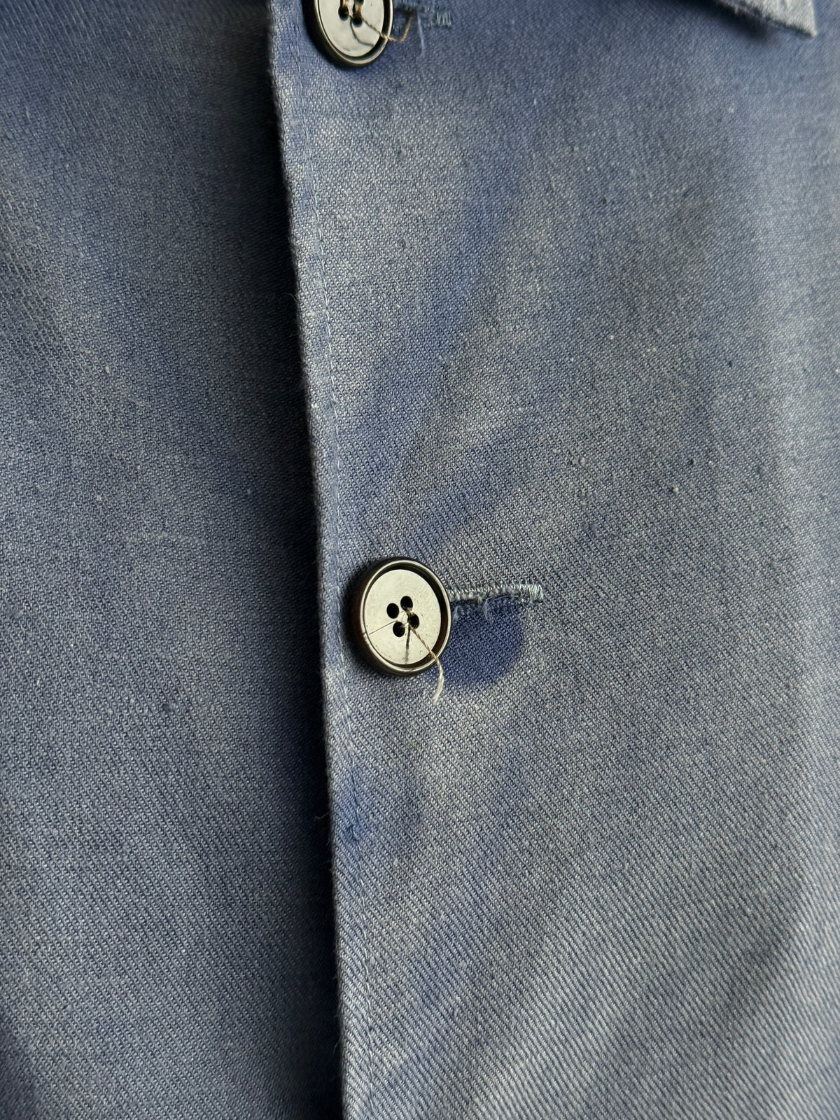 Blue French 1970's Vintage Workwear Chore Jacket Ghost Pocket CH388 - Medium