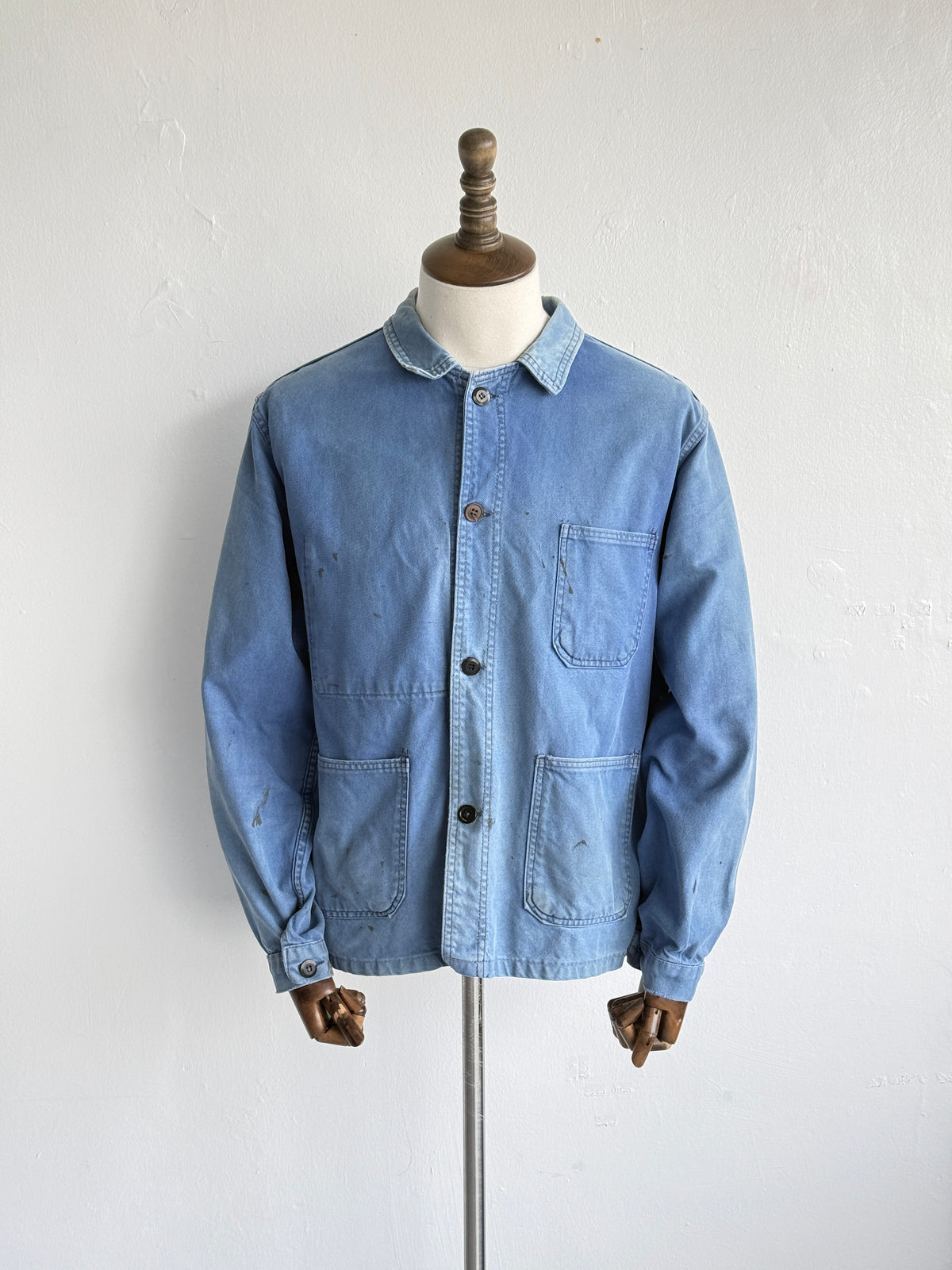 Thrashed Blue Le Mont Carmel 70s Vintage Workwear Chore Jacket CH515 - Medium