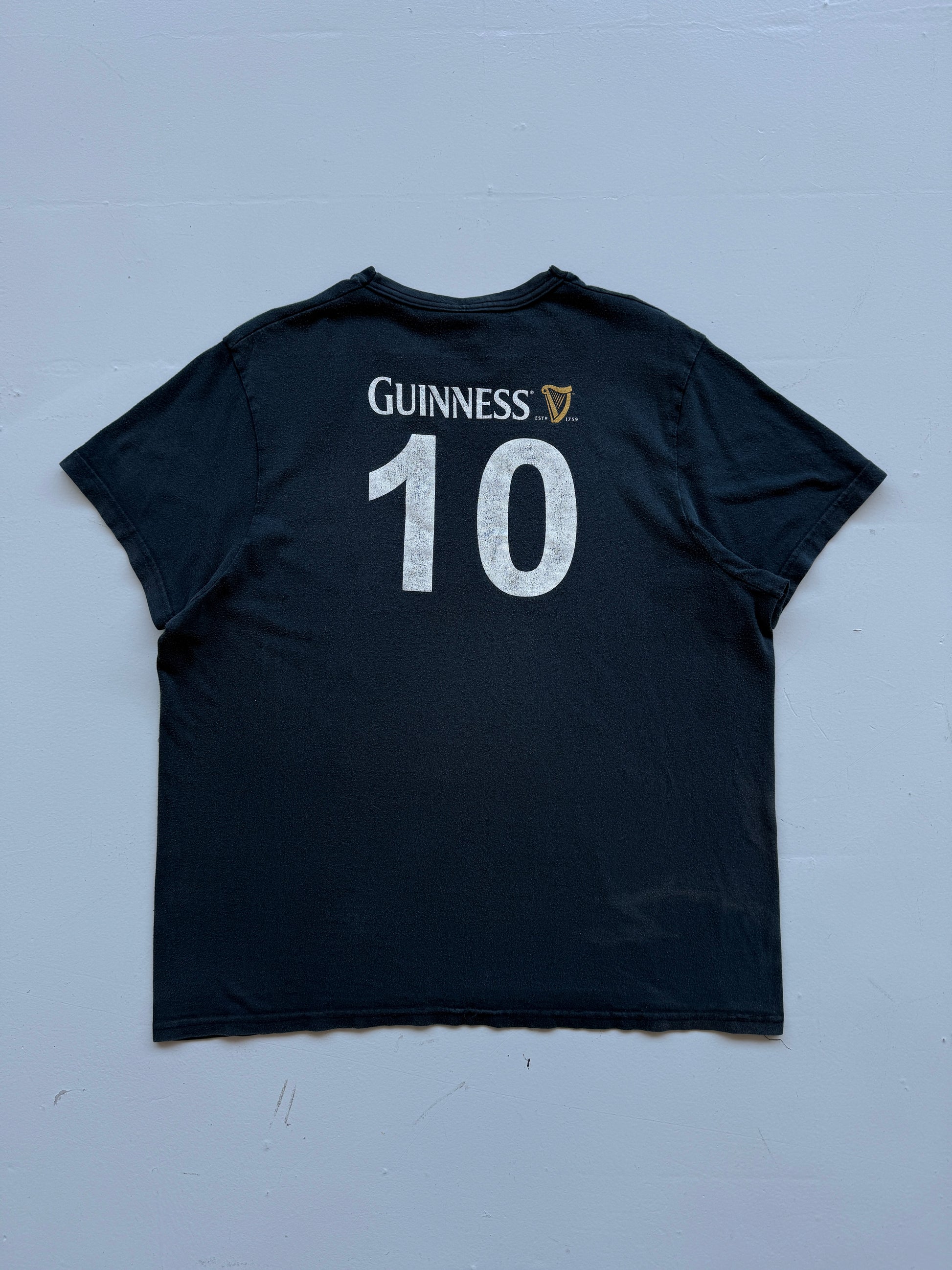 Faded Black Guinness 00's Vintage St Patricks Day Graphic T-Shirt- XL