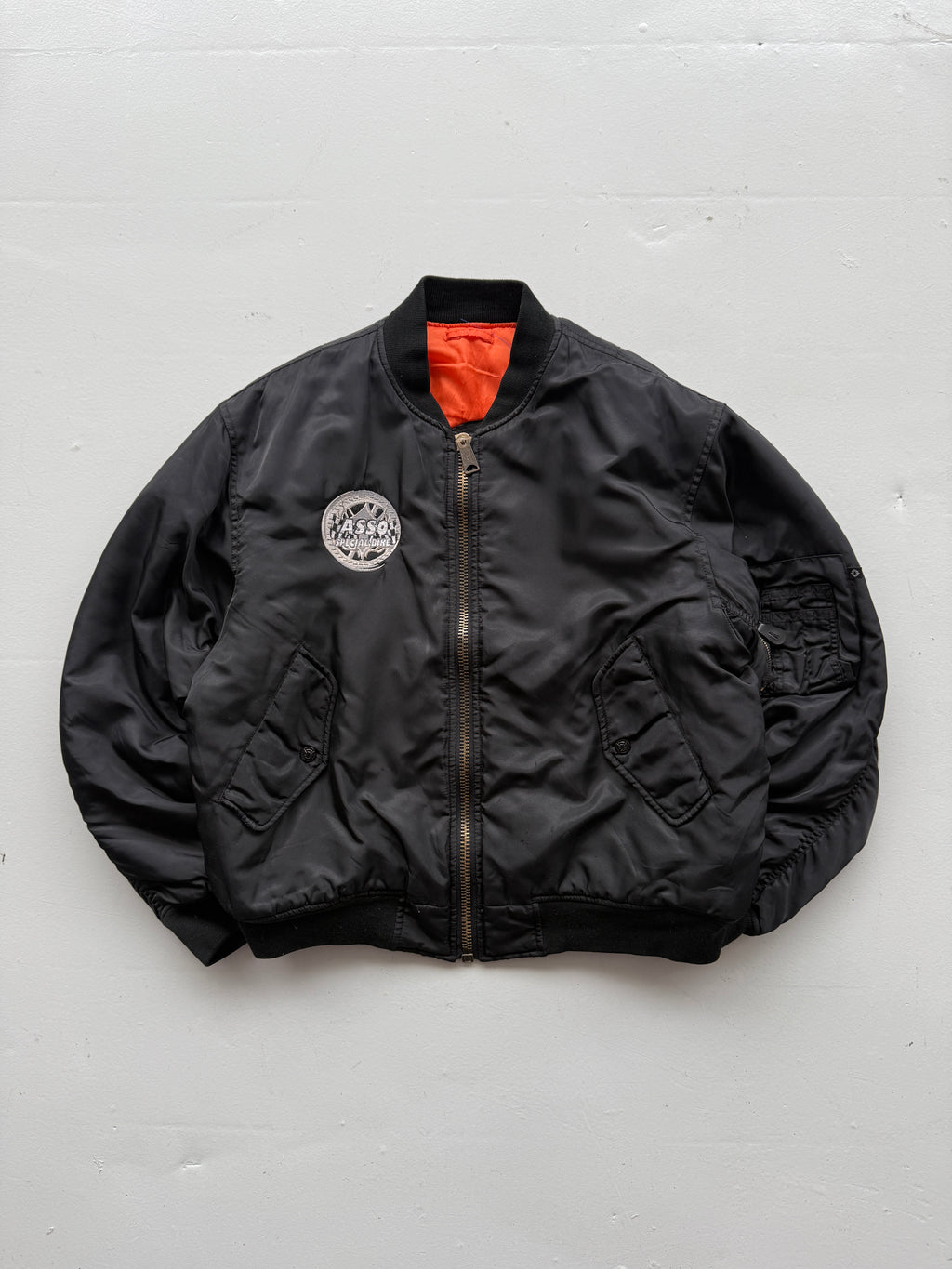 Black Asso Biker 90's Vintage Bomber Jacket - Small