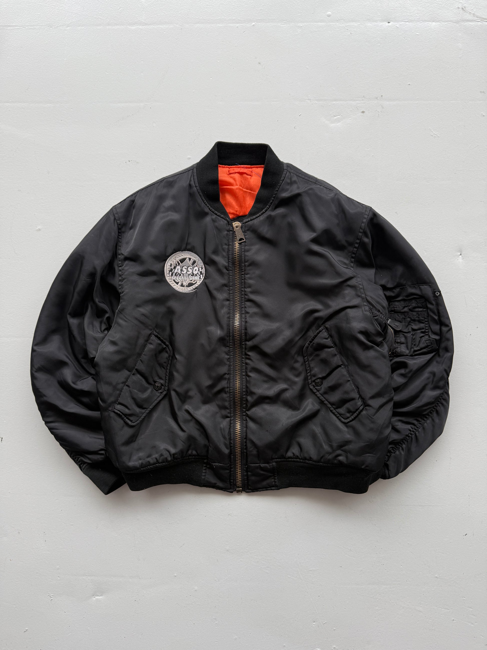 Black Asso Biker 90's Vintage Bomber Jacket - Small