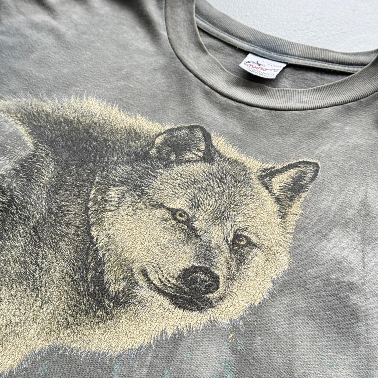 Faded Grey Wolf 90s Vintage Graphic T-Shirt - XL