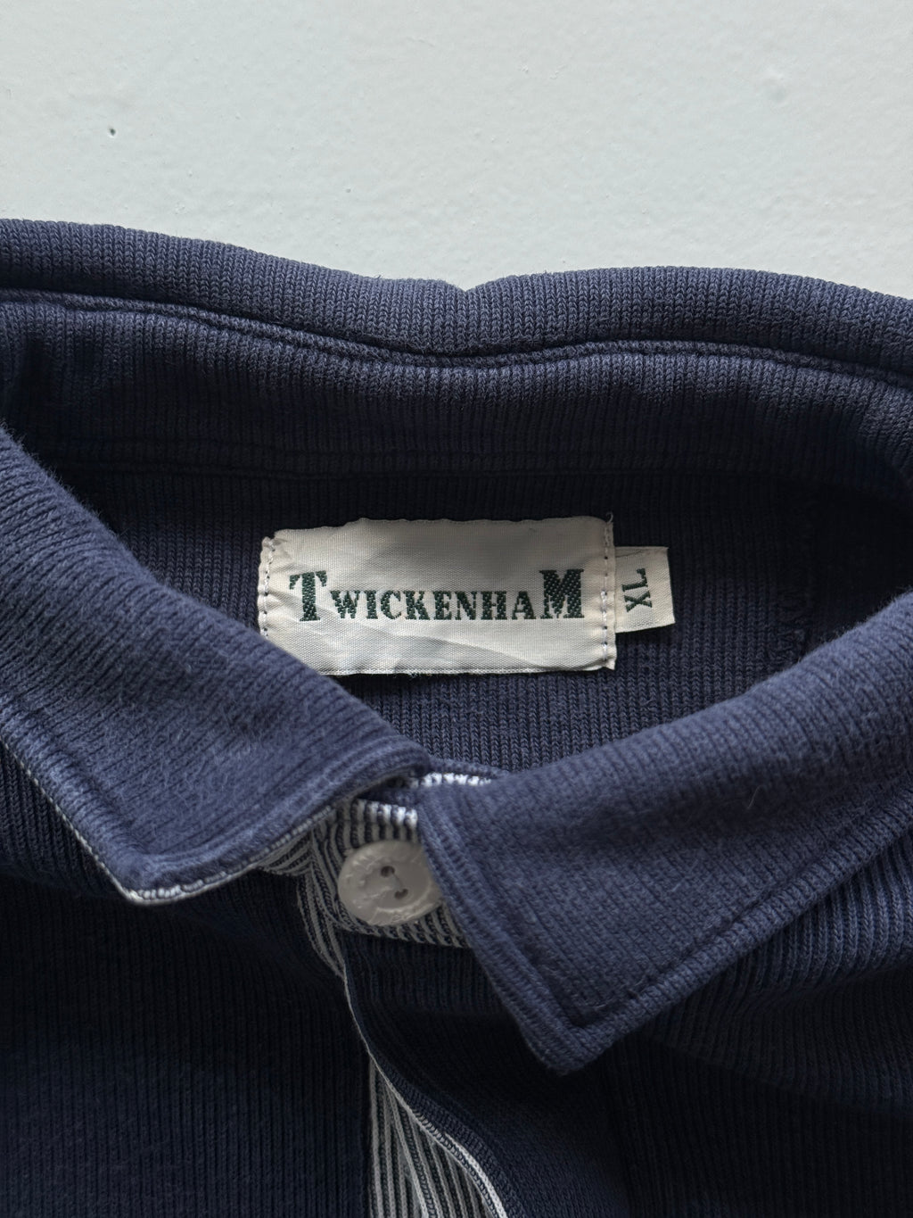 Navy Blue Five Nations 90's Vintage Long Sleeve Rugby Polo Jersey - XL