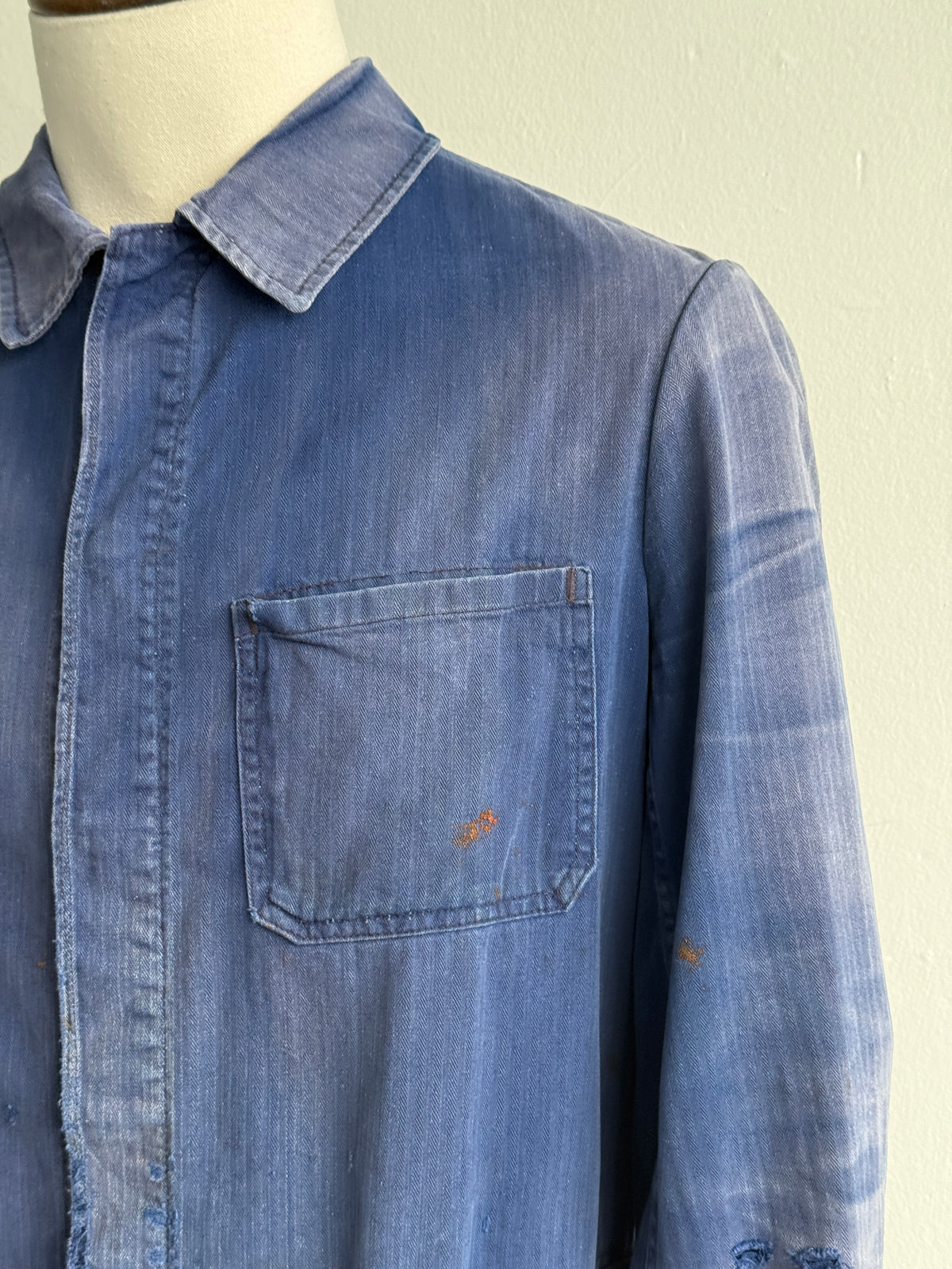 Thrashed Blue French 1950/60's Vintage Workwear Chore Jacket CH544 - XS