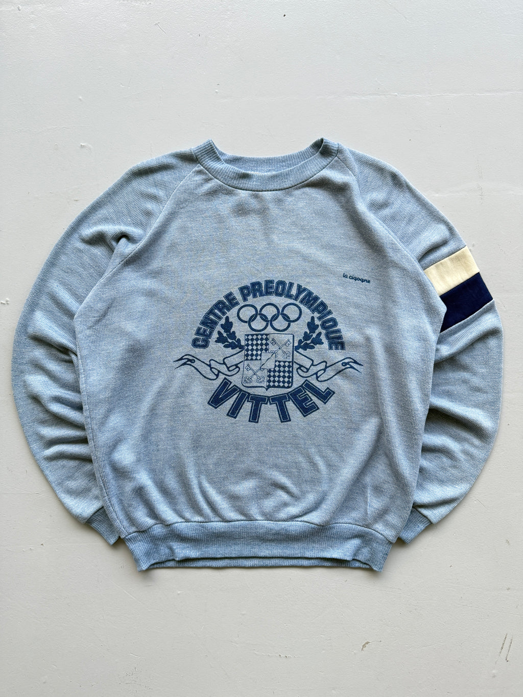 Light Blue La Ciqoqne 80's Vintage Graphic Olympic Sweatshirt Jumper - Medium