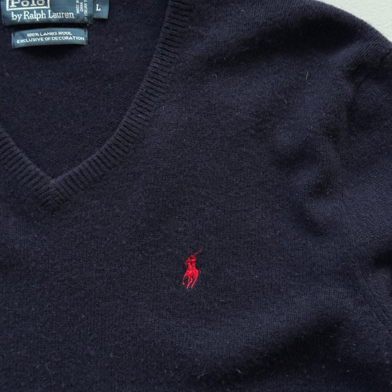 Navy Lambswool Polo Ralph Lauren Vintage Sweatshirt - Large