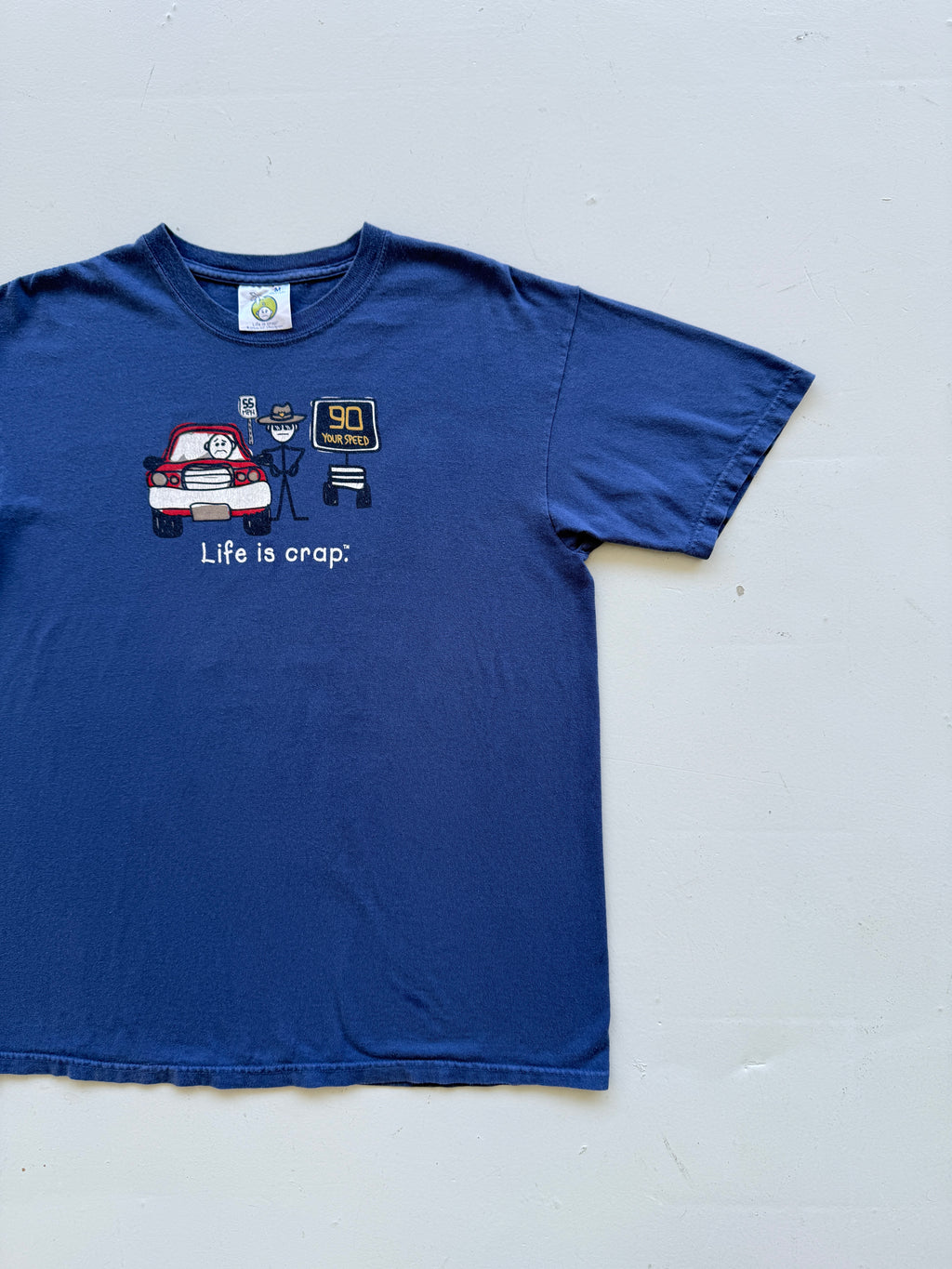 Blue Life is Crap 00's Vintage Slogan Funny Graphic T-Shirt - Medium