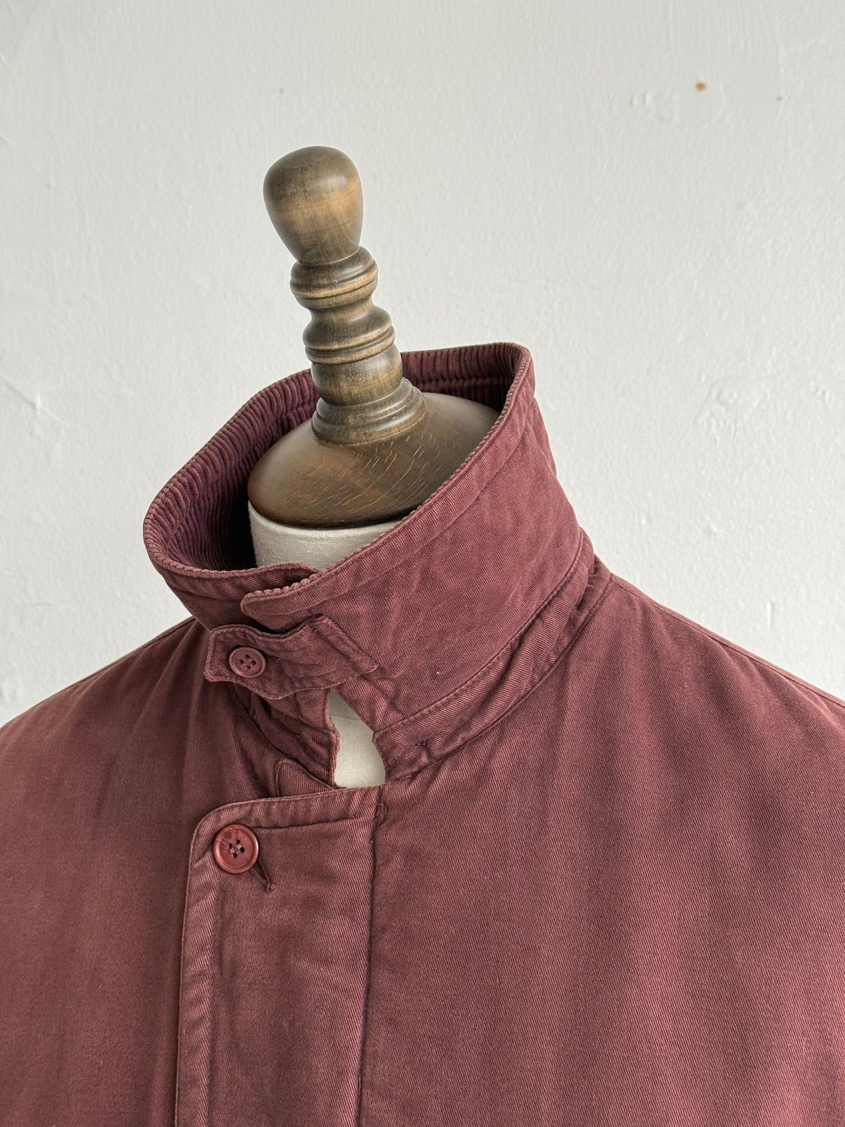 Aquascutum Burgundy Corduroy Collar Vintage Insulated Barn Jacket - Large