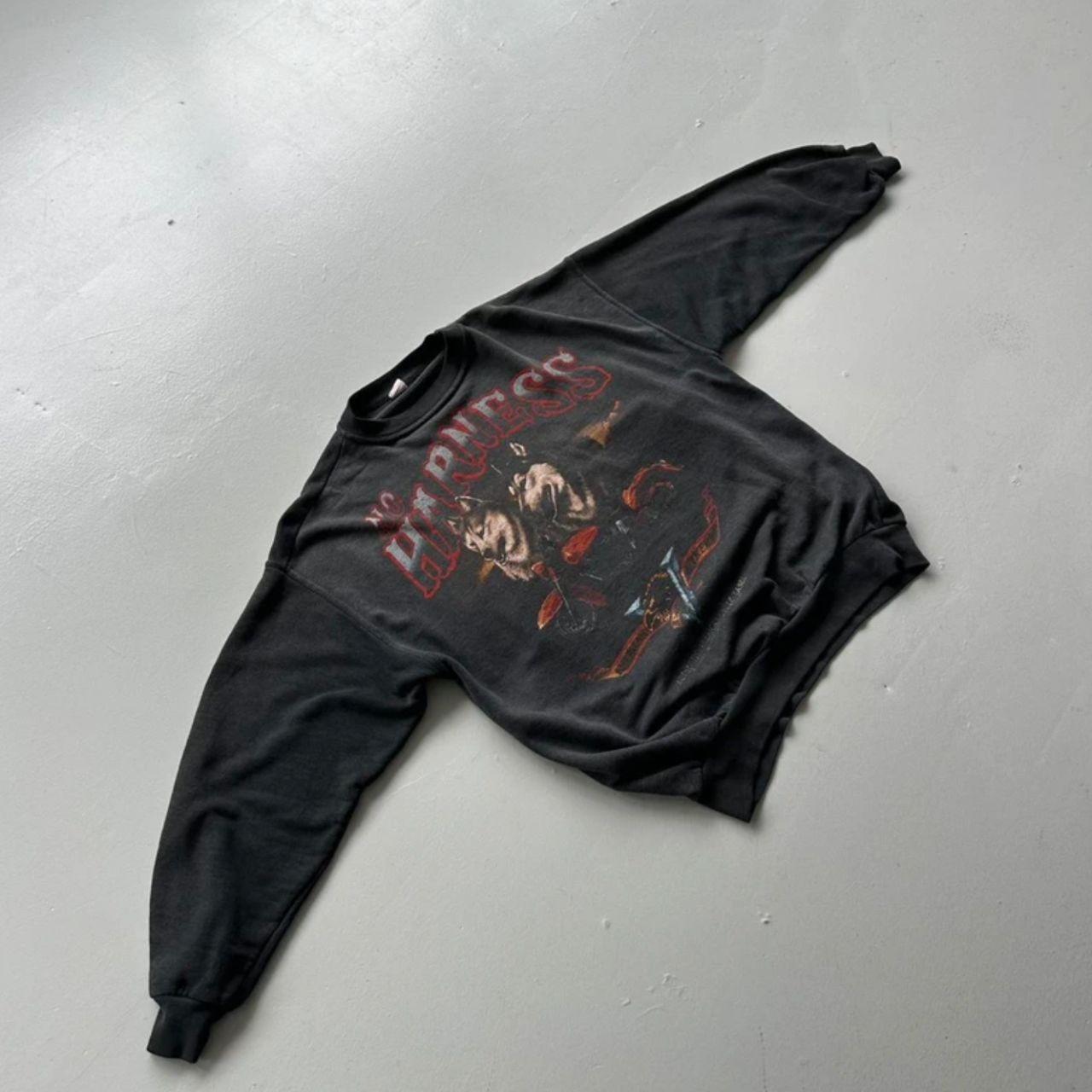 Black Biker No Harness Wolves Vintage Graphic Sweatshirt - Medium