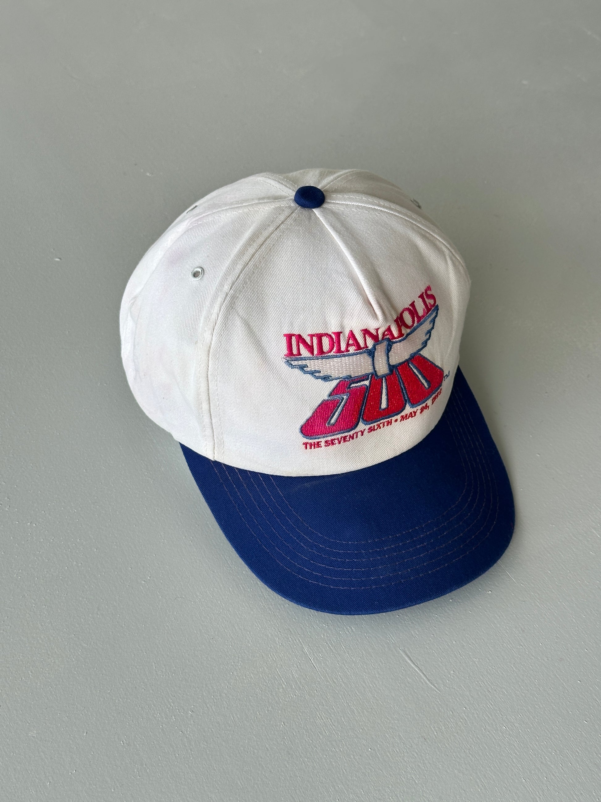 White / Navy Indianapolis 500 1992 Vintage SnapBack Trucker Cap