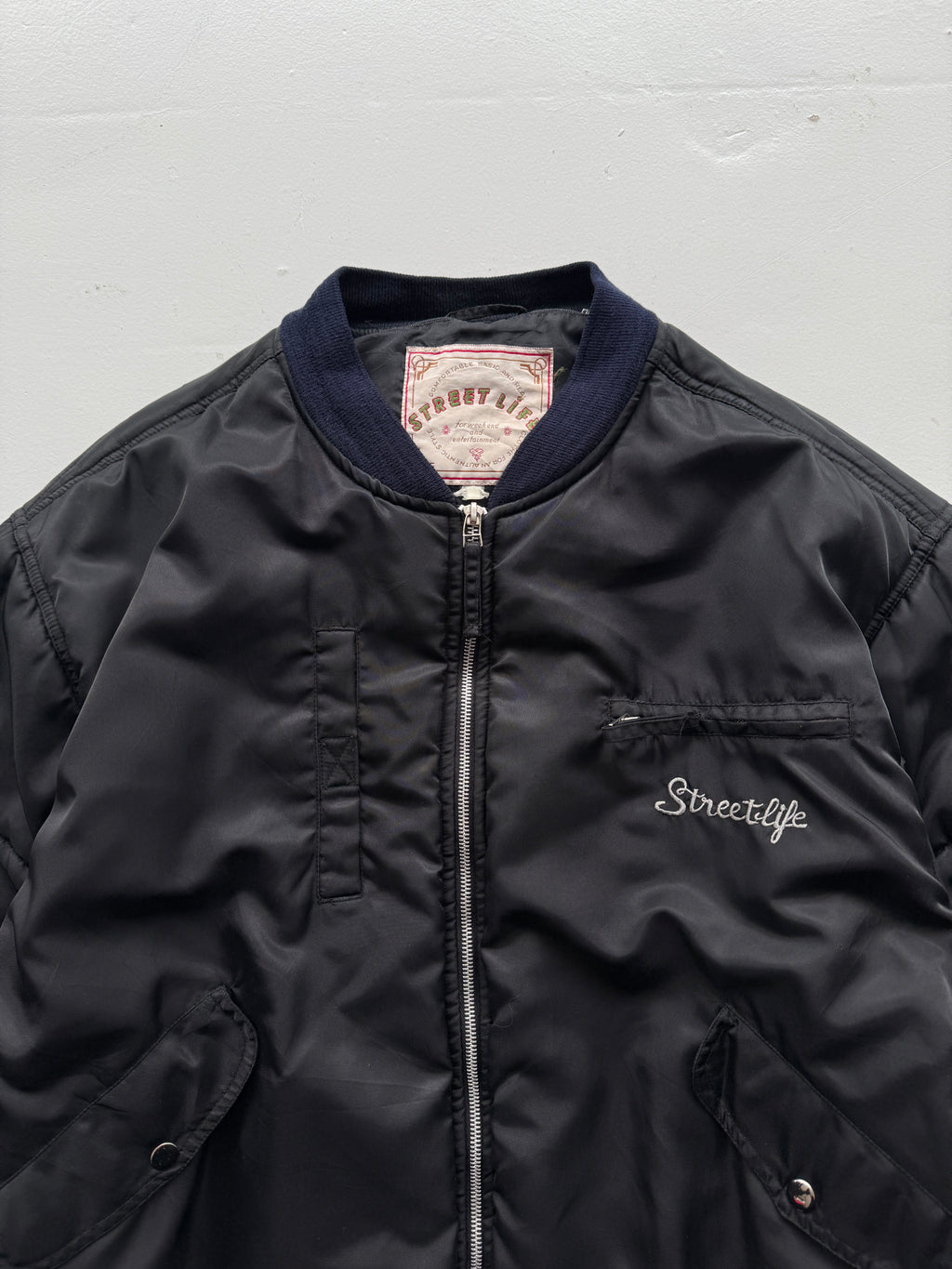 Black Street Life 90's Vintage Puffer Bomber Jacket - XL