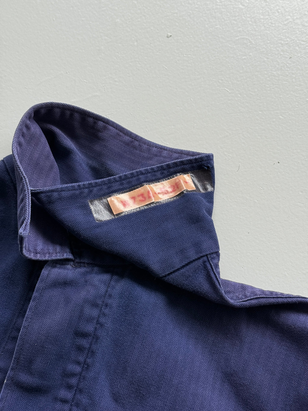 Navy Blue French Chore Jacket 80's Vintage Herringbone Workwear CH215 - Small