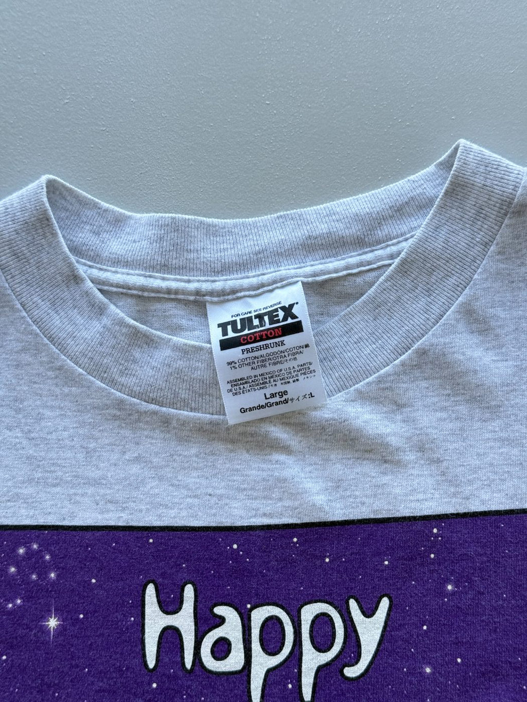 Tultex Happy Mooollennium Novelty 90's Vintage Graphic T-Shirt - Large