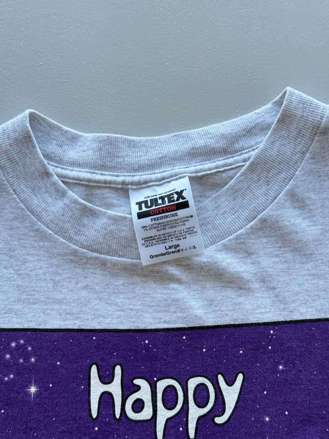 Tultex Happy Mooollennium Novelty 90's Vintage Graphic T-Shirt - Large