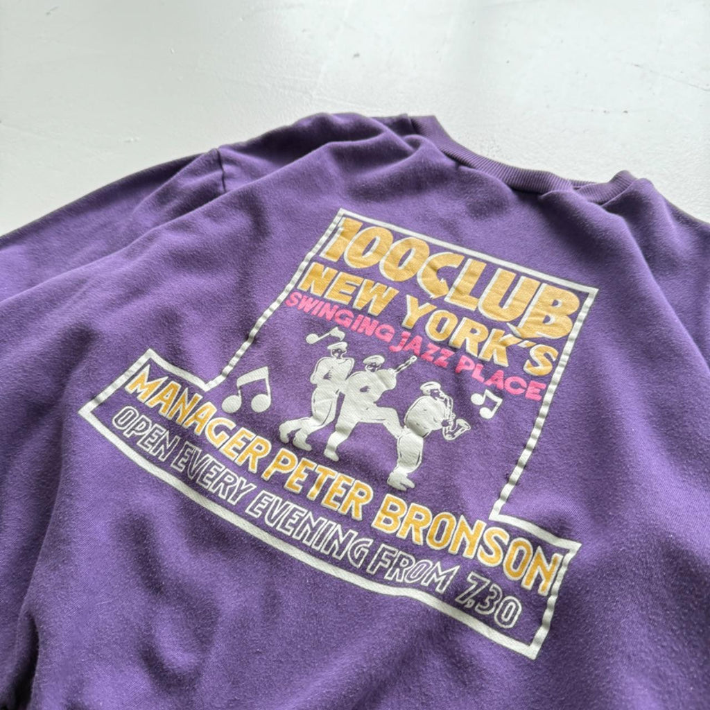 Purple 100 Club New York Jazz 80’s Vintage Graphic Sweatshirt - XL