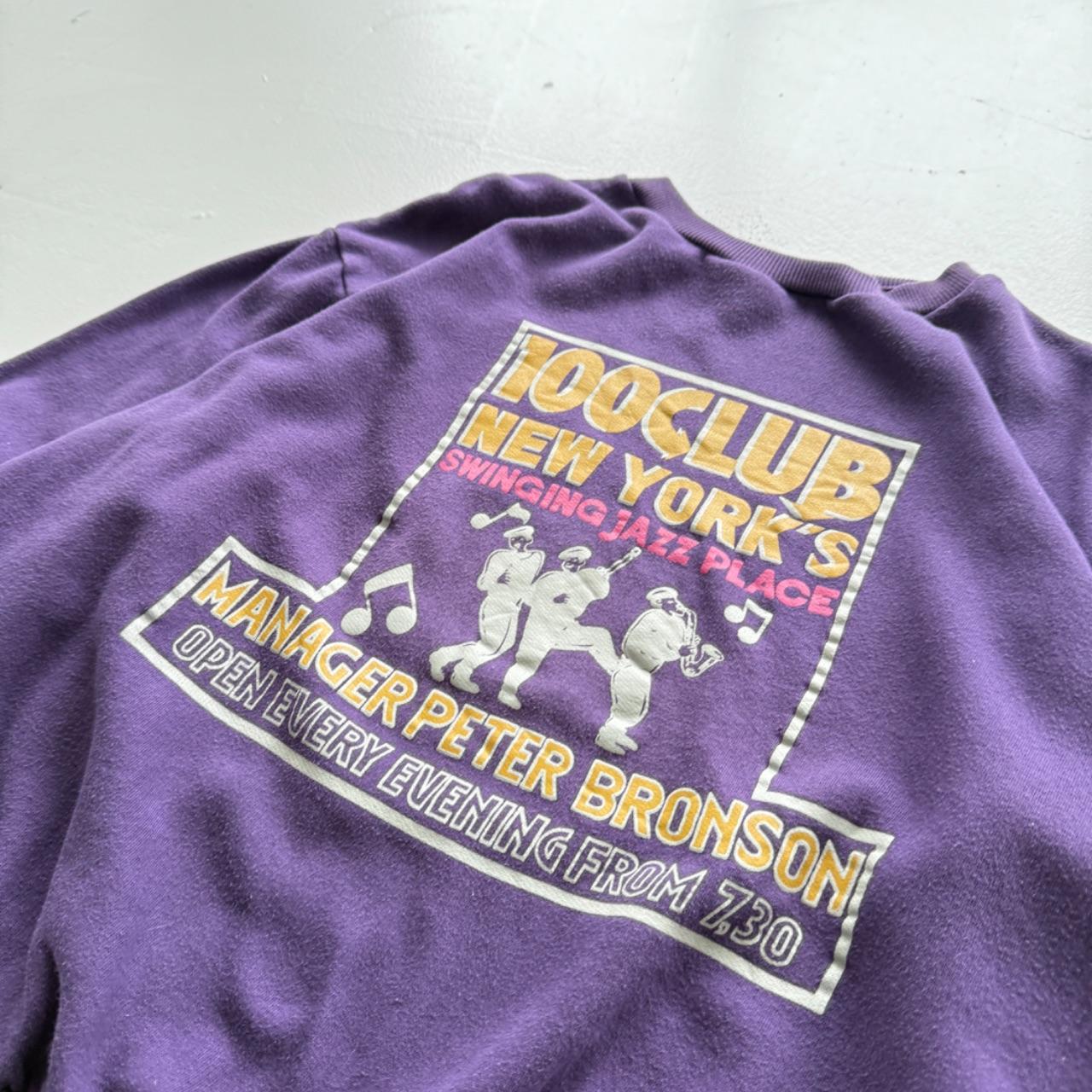 Purple 100 Club New York Jazz 80’s Vintage Graphic Sweatshirt - XL