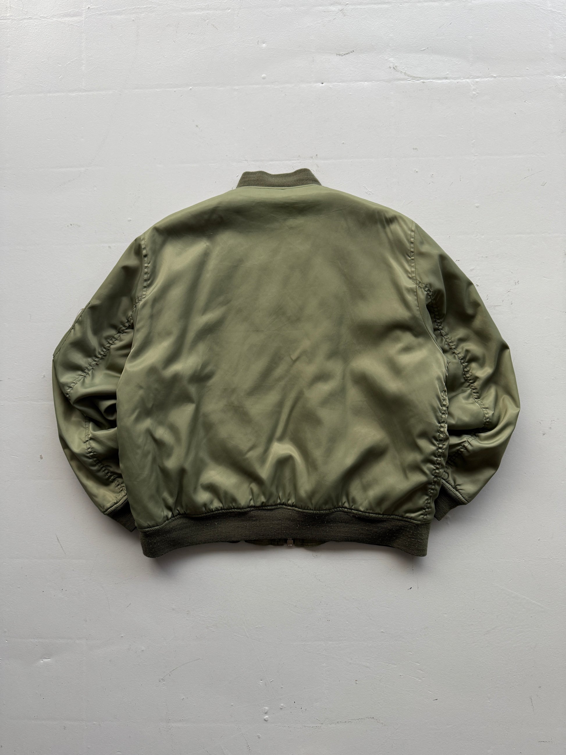 Khaki Green 90’s Vintage Bomber Jacket - Large