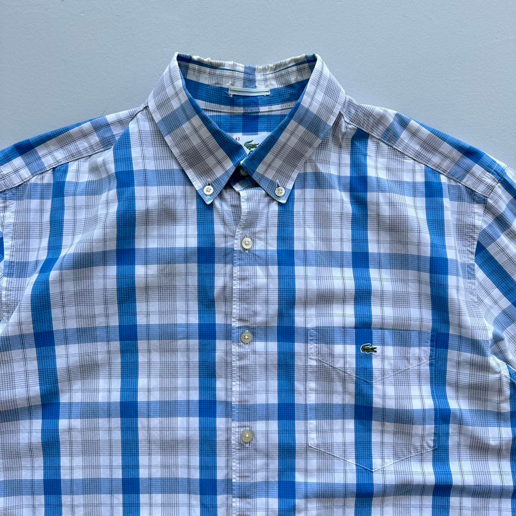 Blue / White Checkered Lacoste Button-Up Shirt - XL