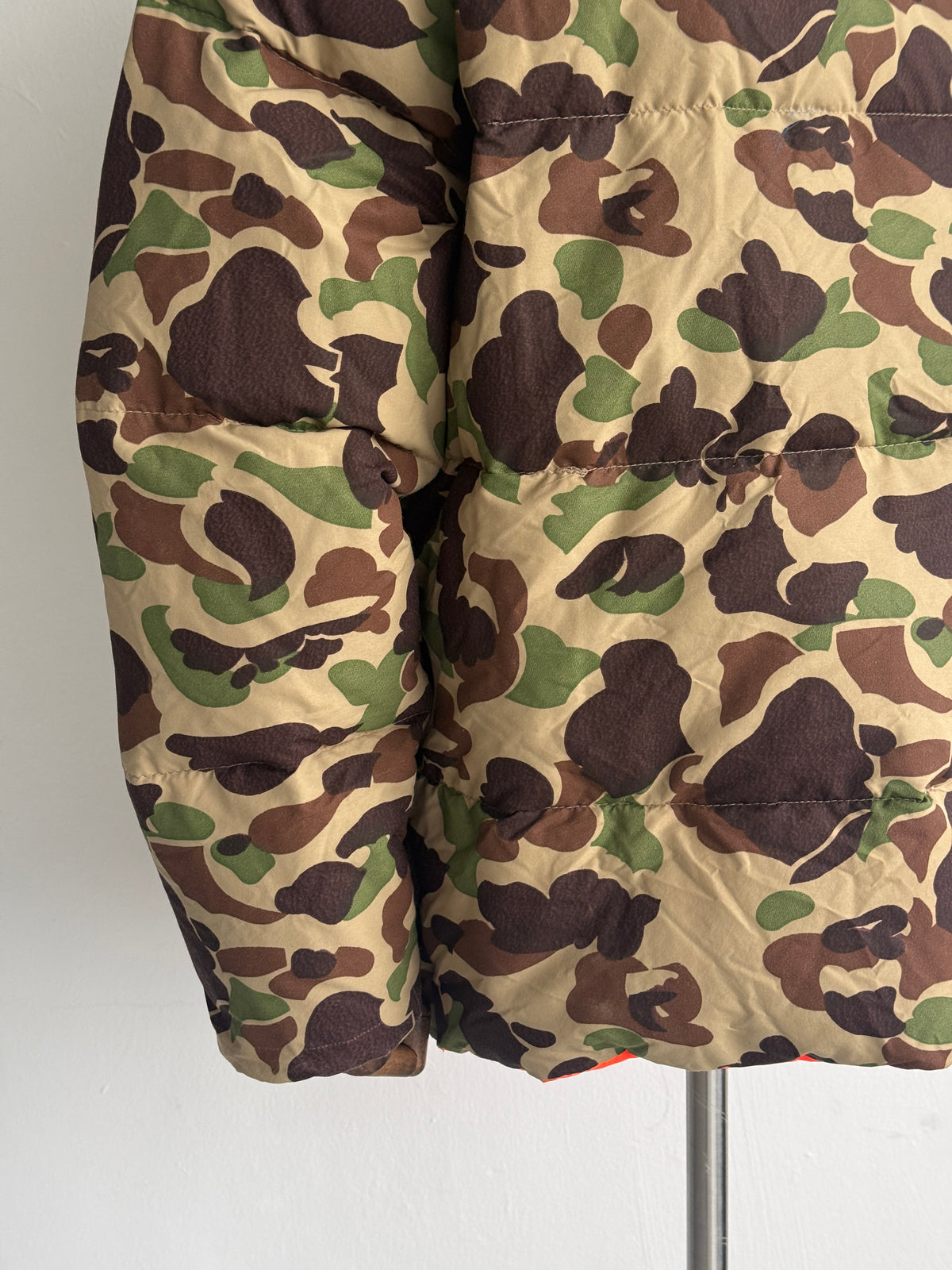 Cabela's Camo & Blaze Orange Reversible 80's Vintage Hunting Puffer Jacket - XL