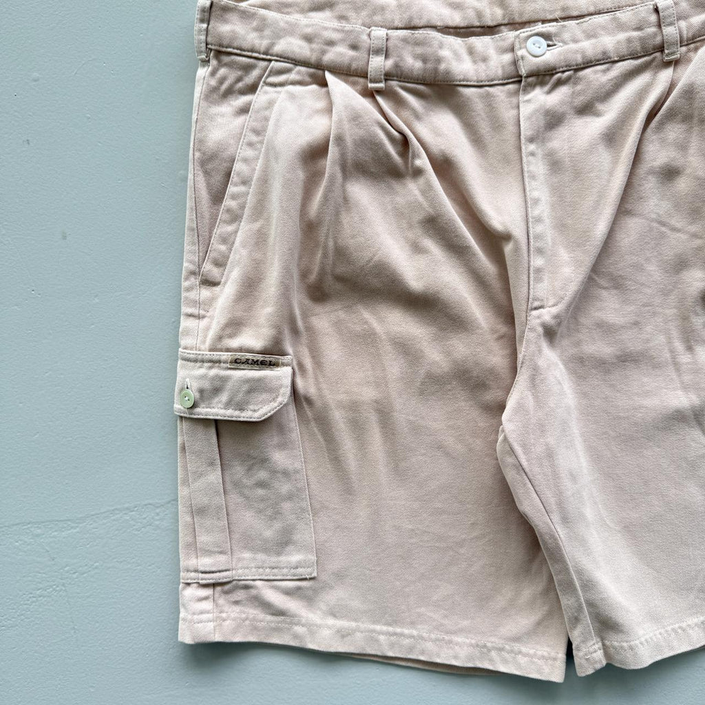 Pale Pink Camel Cotton 90’s Cargo Shorts - 36"