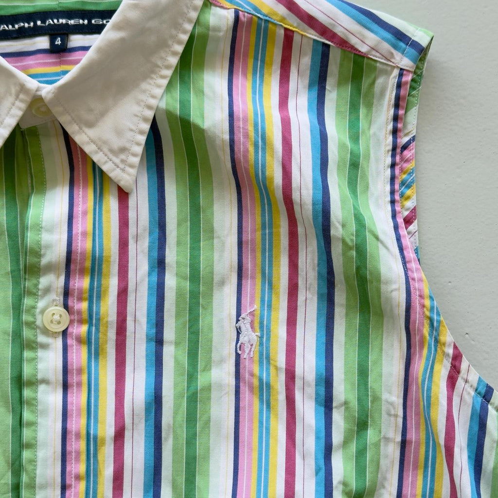 Striped Ralph Lauren Golf Vintage Y2K Sleeveless Shirt - Womens Size XS