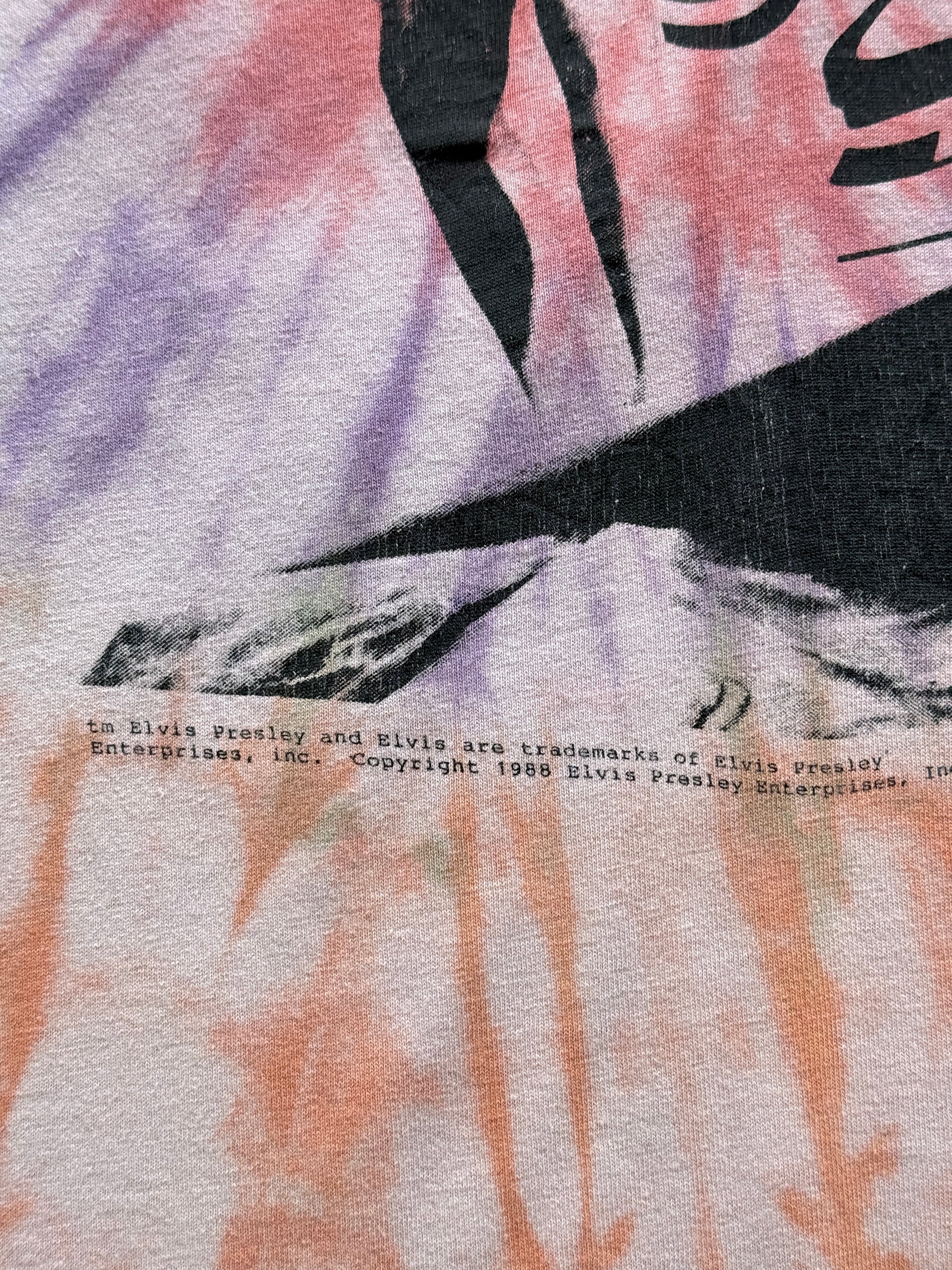Pink Tie Dye Elvis 90's Vintage Graphic Single Stitch T-Shirt - Small