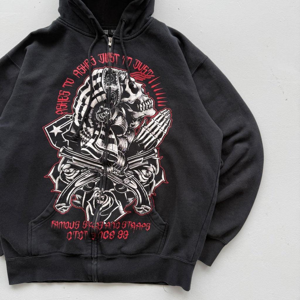 Black Famous Stars and Straps Y2K Vintage Graphic Hoodie - Large