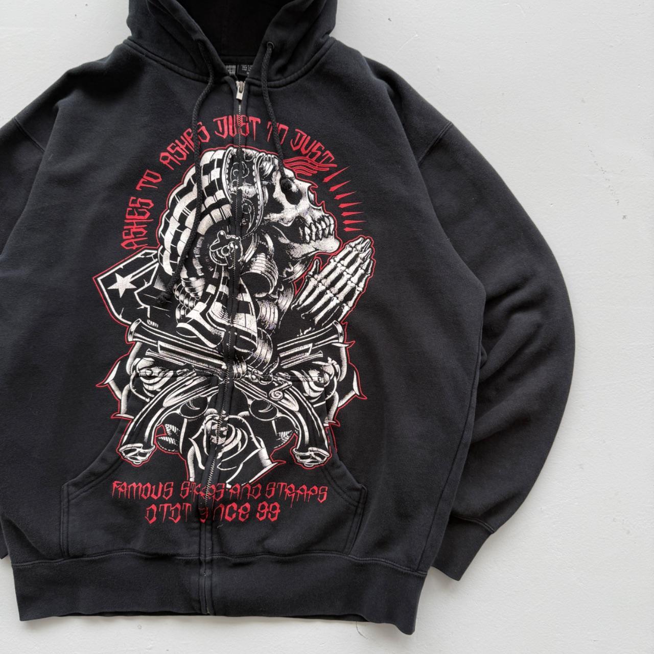 Black Famous Stars and Straps Y2K Vintage Graphic Hoodie - Large