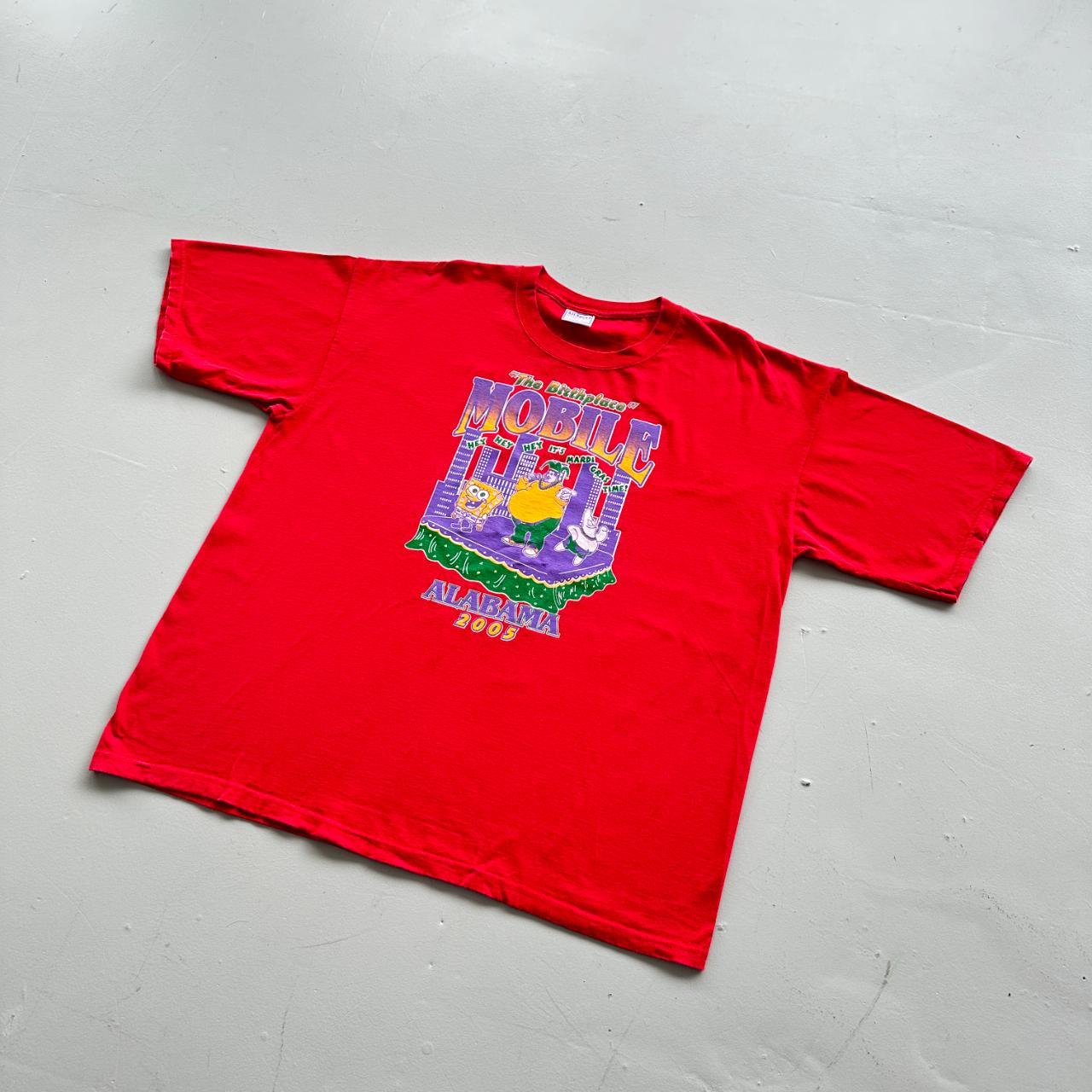 Red Novelty Cartoon Sponge-Bob Vintage 90's T-shirt - 2XL