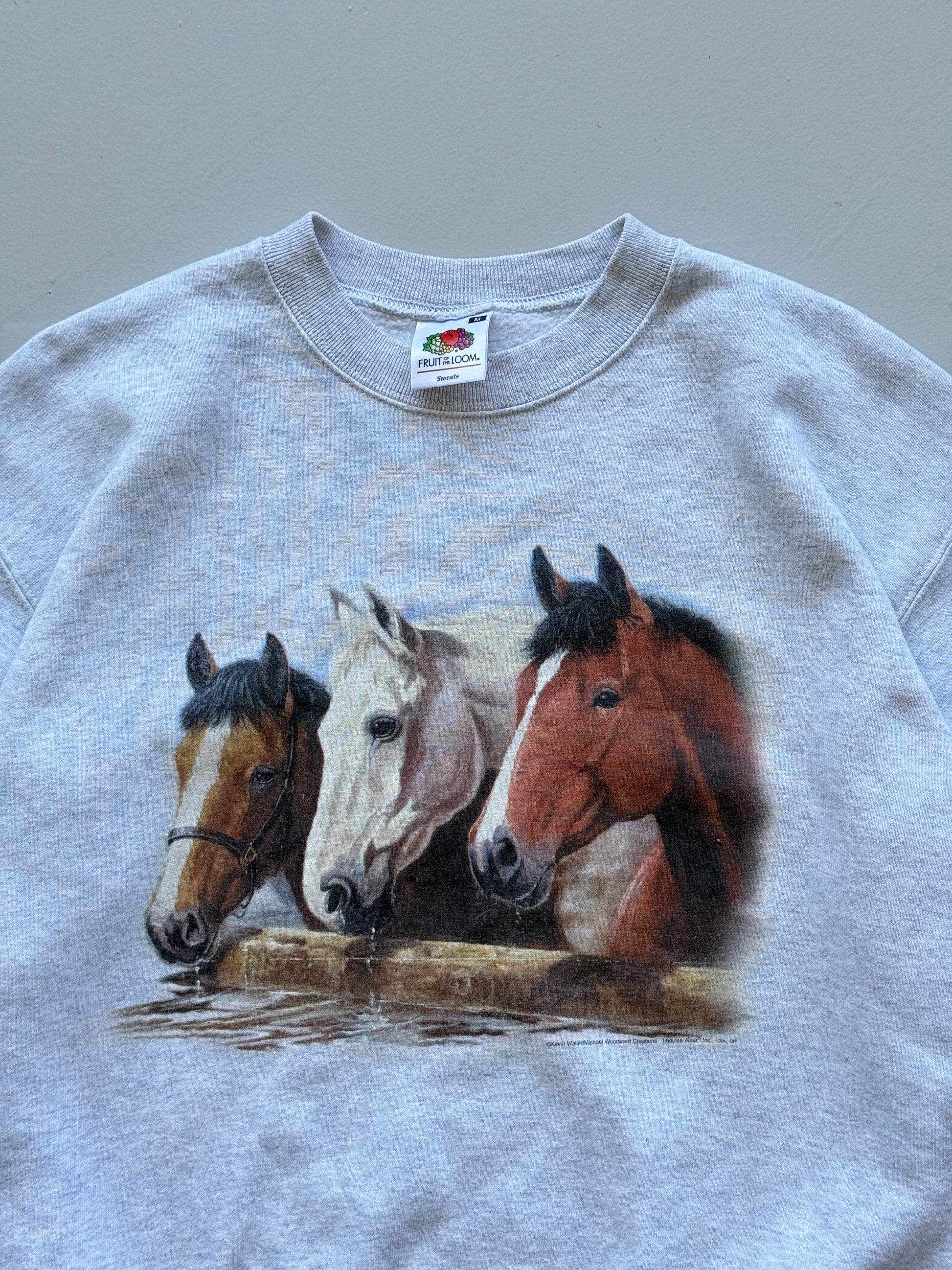 Three Horses Graphic 90's Vintage Sweatshirt - Small